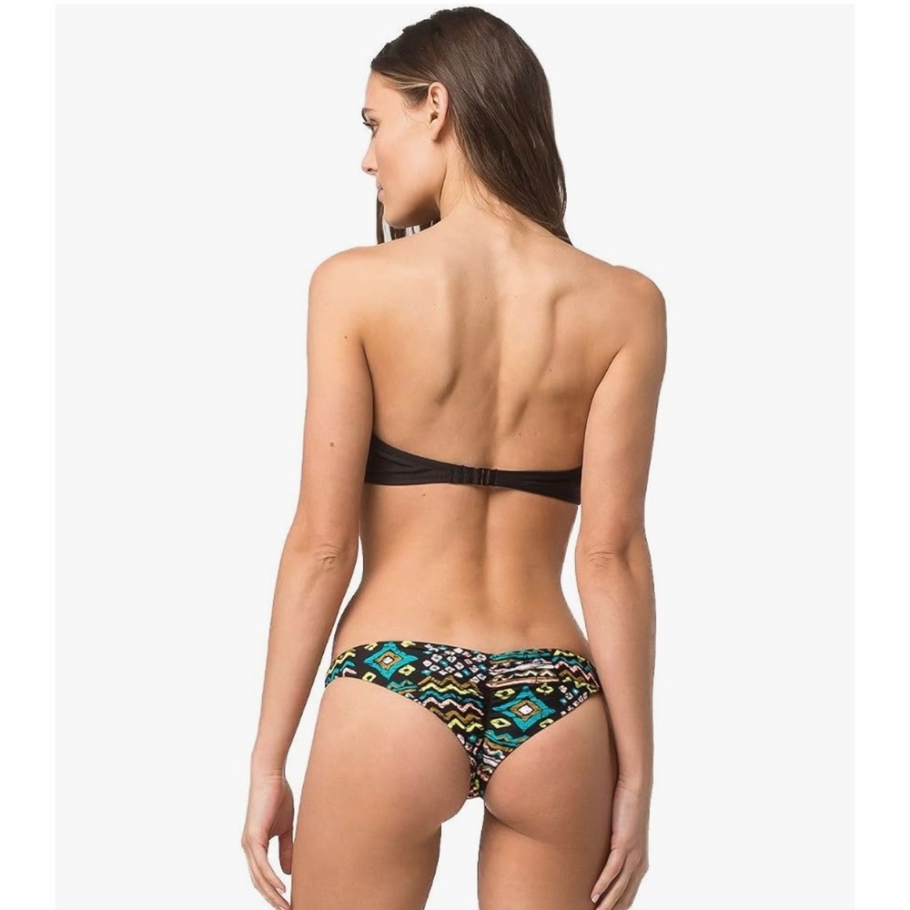 Volcom Simply Solid Reversible V-Bikini Bottoms Black Multi Tribal Print Lg New - Picture 4 of 9